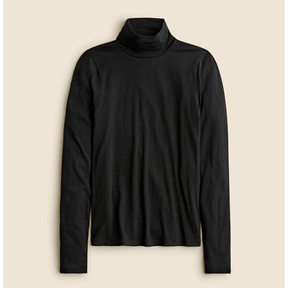 J.Crew Tissue Crepe Turtleneck Shirt WMNS XS Black Long Sleeve Pullover Cotton - Picture 2 of 7